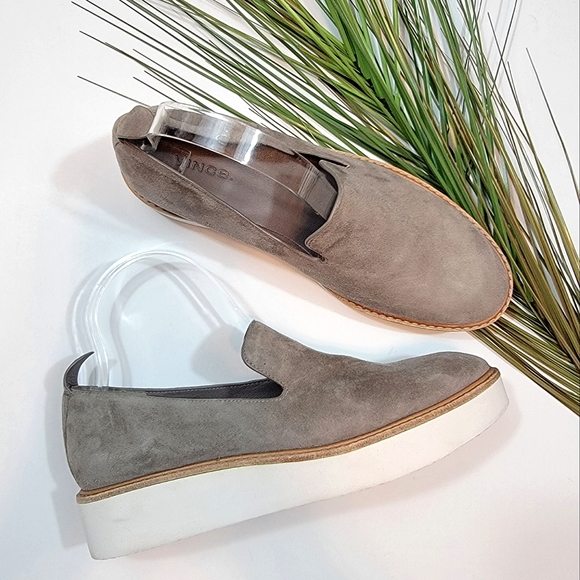 Vince Shoes - Vince Sanders Grey Suede Slip-Ons Womens Size 6.5